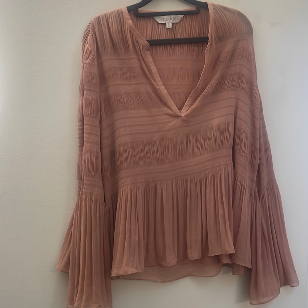 Intermix pleated Blouse in dusty rose color